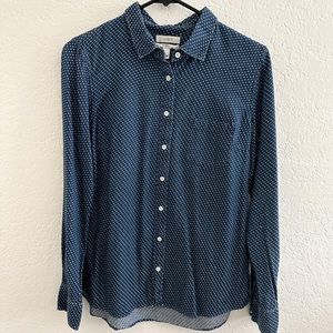 J. Crew boy shirt indigo blue dot embroidered button down size M/8